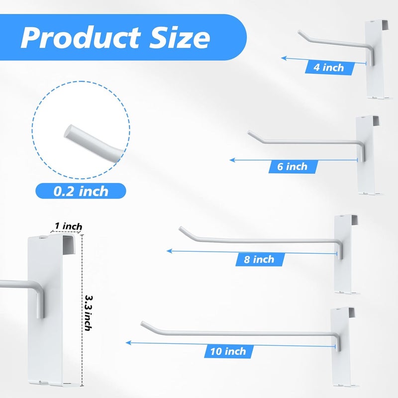 BeapTcely 50 Pieces Gridwall Hooks Gridwall Panel Hooks Metal Gridwall Hanging Hangers Gridwall Accessories Gridwall Pegs for Retail Shop Display Trade Garage Storage (White, 6 Inch) - Image 3